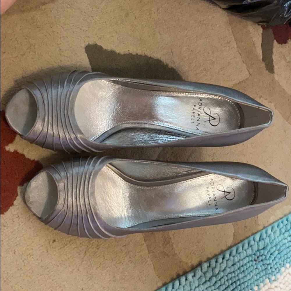 Adrianna Papell silver heels